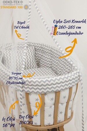 Gray Zigzag Baby Sleeping Set (SUITABLE FOR BABYKONFOR CRIB ONLY) - CRIB NOT INCLUDED - RSU-04 - Bebekonfor