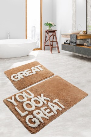 Great Bej 2 Lı Set 60x100 Cm 50x60 Cm Yıkanabilir Klozet Takımı Banyo Halısı Paspas 8682125964799 - Chilai Home