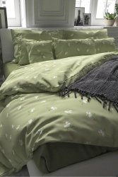 Green Daisy Double Duvet Cover Set Çift5014 - Rivaİstanbul