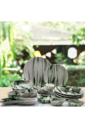 Green Hand Decorated 19 Piece Breakfast Set for 4 People 8681349098594 - Arna Porselen