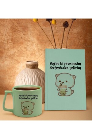 Green Hard Cover Notebook and Middle Mug Set, Gift for Friend, New Business Gift, Birthday Endless129455 - Bk Gift