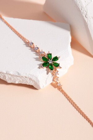 Green Narcissus Flower Silver Bracelet - Feays Silver