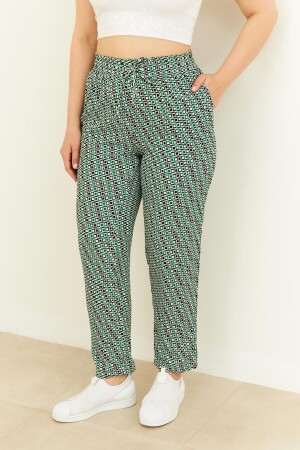 Green Patterned Skinny Leg Trousers - Curly