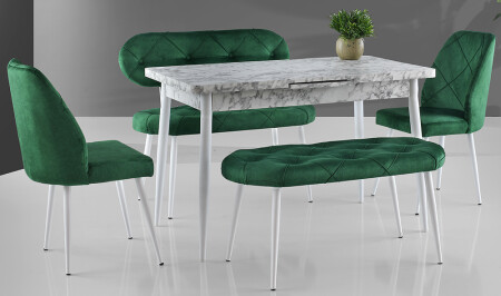 Green Quilted Dining Table Set - Cadde Yıldız