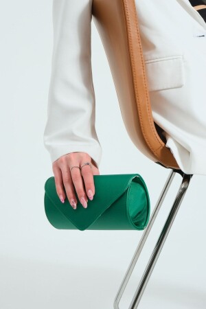 Green Satin Evening Dress Bag Portfolio Bag Clutch Bag - Bibags