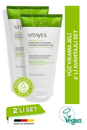 Green Tea Extract Deep Cleansing Purification Face Wash Gel for Acne-Prone Skin Advantageous Set of Two 420 - VITAYES