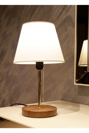 Greenhouse Wooden Leg Cream Fabric Head Lampshade-chain On/Off-ayd-2797 AYD-2797 - HOMİNG