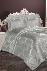 Gri Dantelsiz Çift Kişilik Pike Takımı AsiPike - Çt Çeyizci Tekstil