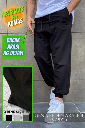 Gri Siyah Büyük Beden Paçası Lastikli Oversize Bol Kalıp Eşofman Altı Rahat Unisex Eşofman Altı - La Gizzia