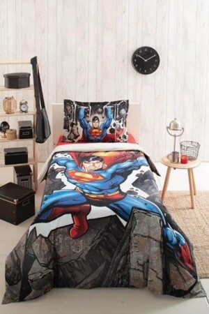 Gri Superman Stone Tek Kişilik Lisanslı Nevresim Takımı LNT741258963300 - Özdilek