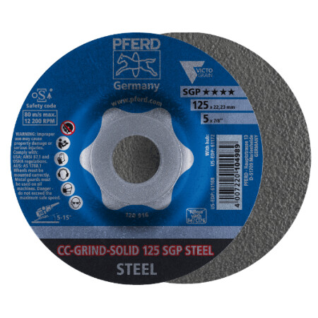 Grinding disc CC-Grind-Solid 125 SGP Steel Delta - Pferd