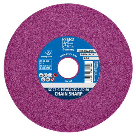 Grinding disc for chains PFERD SC CS-G 145x6.0x22.2 AD 60J7V - Pferd