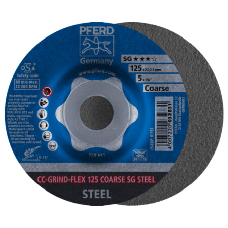 Grinding disc PFERD CC-GRIND-FLEX 125 SG-Steel Coarse - Pferd