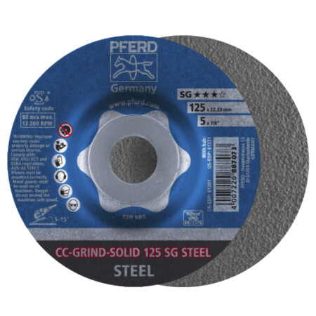 Grinding disc PFERD CC-GRIND-SOLID 125 SG-Steel - Pferd