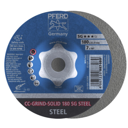 Grinding disc PFERD CC-GRIND-SOLID 180 SG-Steel - Pferd