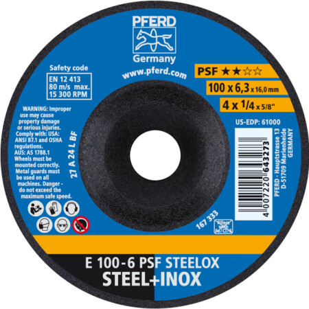 Grinding disc PFERD E 100-6 A 24 L PSF - Pferd