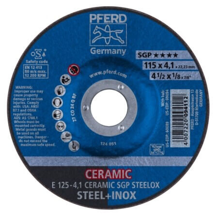 Grinding disc PFERD E 125-4,1 Ceramic SGP Steelox - Pferd