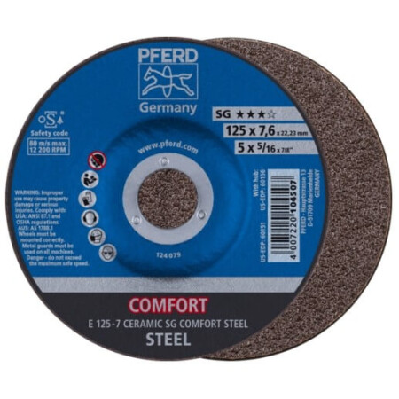 Grinding disc PFERD E 125-7 Ceramic SG Comfort Steel - Pferd