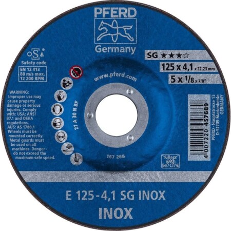 Grinding disc PFERD E125-4 A30 N SG-INOX - Pferd