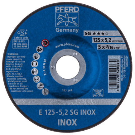 Grinding disc PFERD E125-5,2 SG-INOX - Pferd