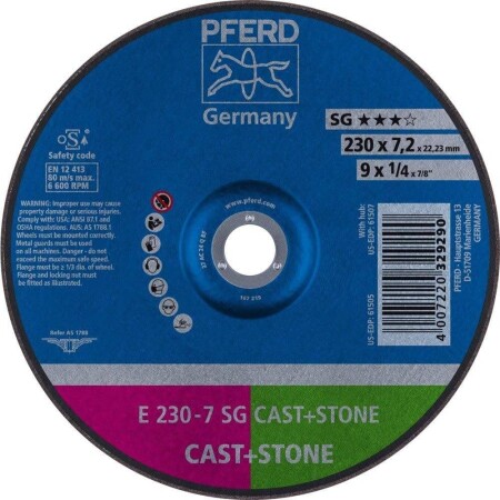 Grinding disc PFERD E230-7 SG Cast+Iron - Pferd