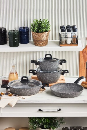 Gris Biogranit 7 Piece Cookware Set - Karaca