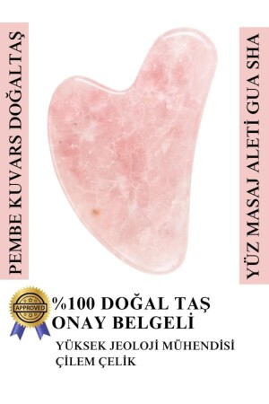 Gua Sha Rosenquarz-Naturstein-Gesichtsmassagegerät, 100 % echter Naturstein, zertifiziertes Gpks - Crystalclem