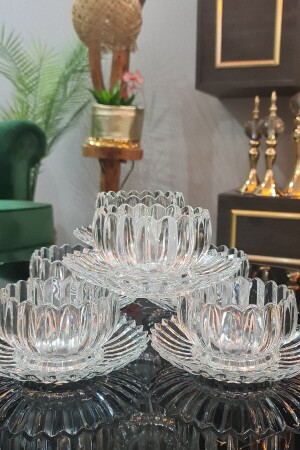 Gülümseten Avm Crystal Glass Snack Dessert Plate Set for 6 Persons (12 Pieces) - Gm