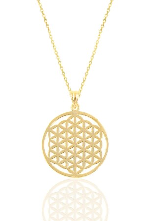 MNZ-الفضة الذهبية كرة ذهبية كرة سلسلة زهرة الحياة العنق SGTL10398 - Söğütlü Silver