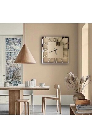 Gümüş Aynalı Pleksi Duvar Saati 50x50 Cm 0075 - Genel Markalar