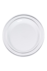 Gümüş Çizgili Mika Tabak 6 Adet 23 Cm - Partioutlet