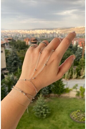 ملحقات اليد من طلاء كرة سلسلة من ملحقات اليد من لون MNZ- الفضة - Takıconcept