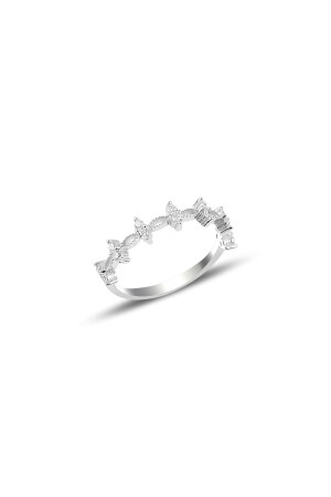 Gümüş Rodaj Zirkon Taşlı Crown Yüzük - Söğütlü Silver