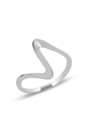 MNZ-Silver Rhodium Wave Setting Ring SGTL11825 - Söğütlü Silver