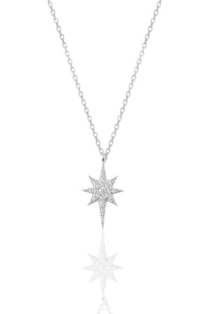 Gümüş Rodyumlu Zirkon Taşlı Kutup Yıldızı Kolye - Söğütlü Silver