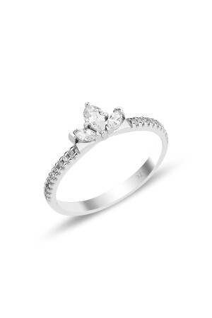 Gümüş rodyumlu zirkon taşlı lotus yüzük SGTL12312RODAJ - Söğütlü Silver