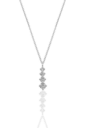 MNZ-Silver Rhodium Zircon Stone Diamond Model قلادة النيران SGTL10631 - Söğütlü Silver