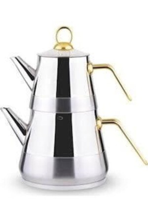 Gümüşer Gold Handle Teapot Small Size 6291519765558 - abcatölye