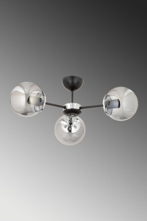 Güneş 3-Piece Modern Smoked Globe Glass Plafone Chandelier ES-162 - ESSLİGHT
