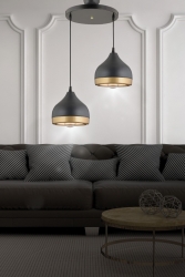 Güneş Black 2-Piece Pendant Lamp Chandelier - Special Design - Bedroom - Living Room - Kitchen - Hall Aliz-A123 - VEDA AVİZE