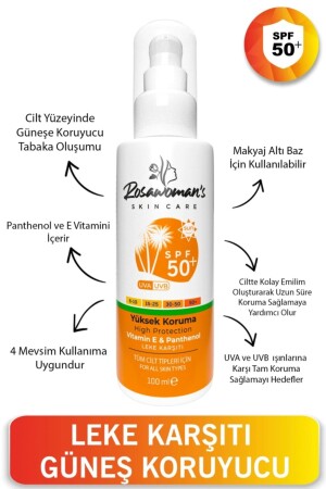 Güneş Kremi 100ml Leke Karşıtı, Yüksek Korumalı 50 Faktörlü Güneş Kremi 65985 - Rosawomans