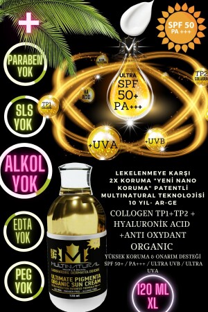 مكافحة الشمس من MNZ-Crime Anti-Fleach 2x Protection مضاد للأكسدة الكولاجين حمض هاكيد 120ml/50 Spf Uva/uvb Ultra50 - multinatural