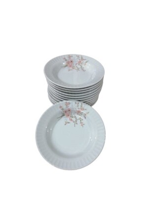 MNZ-Güral Gür 1208 الطعام / 19 سم طقم عشاء زهري 12 قطعة P966S5763 - Güral Porselen