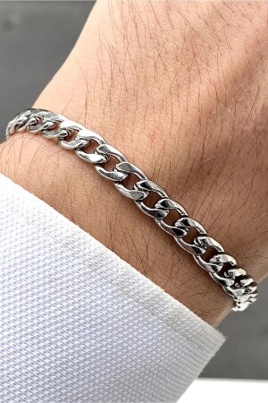 Gurmet Herren-Armband aus Edelstahl, dicke Kette, 6 mm, H081B - Takı Dükkanı