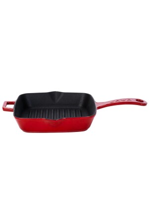 Gussquadrat-Grillpfanne aus Gusseisen mit massivem Griff, Abmessung 20 x 20 cm. L-IT_20_Rot - Lava