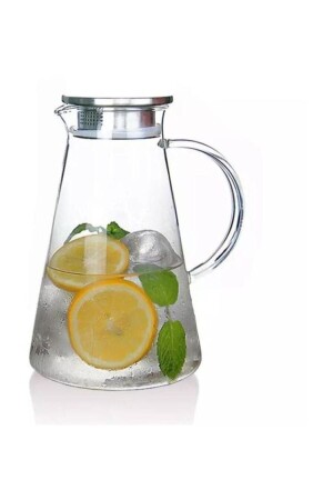Gusto Glass Jug with Metal Lid 1600 ml - Arow - Dubai
