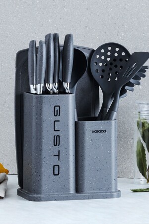 Gusto Gray 12 Piece Knife Serving Cutting Board Set 153. 03. 08. 2615 - Karaca