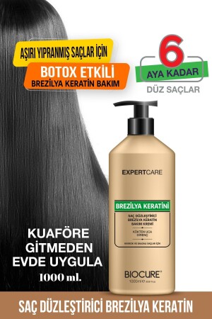 Haarglätter, Keratin-Pflege, Heimanwendung, brasilianisches Föhnen, 1000 ml – geruchlos, rauchfrei - Biocure