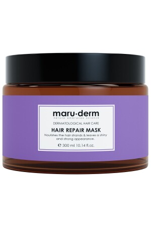 Haarmaske, Haarreparatur, Haarmaske, 300 ml, für geschädigtes, schwaches Haar, vegan - Maru.Derm