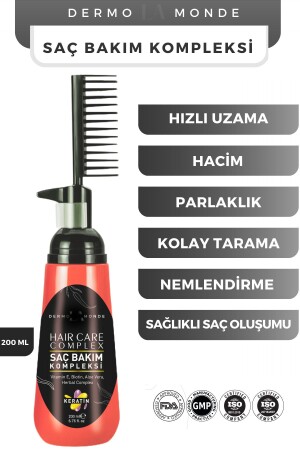Haarpflegekomplex Keratin-Biotin-Jojoba-Haarpflegekomplex mit speziellem Kammaufsatz 200 ml - Dermomonde